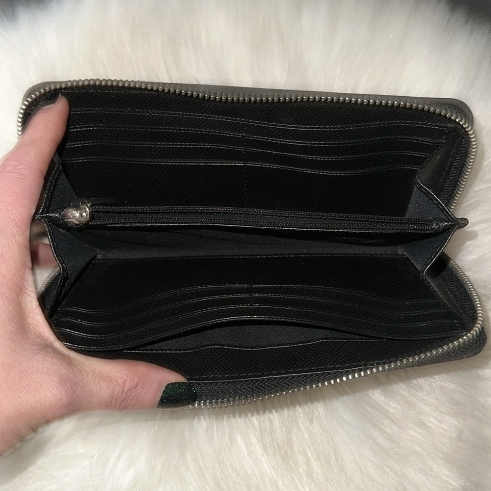 Coach Accordion Zip Around Wallet in Metallic Anthracite - Picture 5 of 7